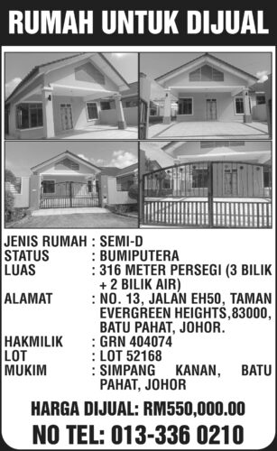 RUMAH UNTUK DIJUAL