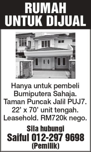 RUMAH UNTUK DIJUAL